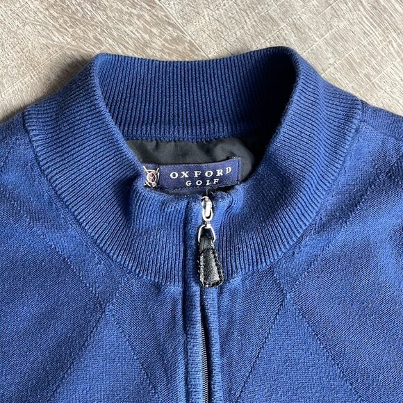 OXFORD GOLF Blue 1/4 Zip Polo Sweater Pullover Men’s Size Medium - Picture 3 of 9
